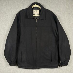 Aberdeen Collection Wool Coat Men's Size XL Black Bomber Jacket Full Zip Vintage
